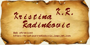 Kristina Radinković vizit kartica